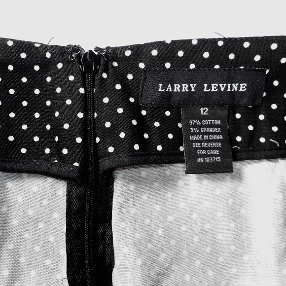 NWT Larry Levine Black with White Polka Dot 12 Cotton Stretch Shorts - Picture 3 of 8